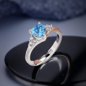 silver ring blue diamond